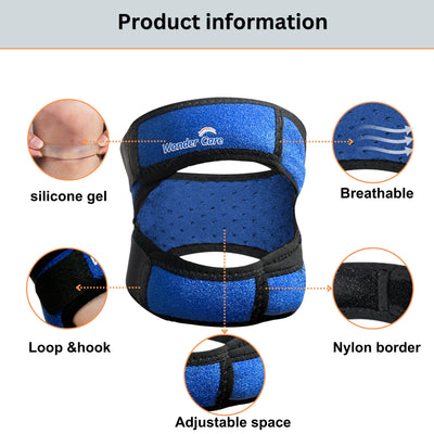 BUY 1 Get 1 FREE Wonder Care Adjustable Knee Neoprene_Blend Brace For Pain, Patella, Strap For Workout, Sports, Arthritis, Acl, Mcl, Meniscus Tear Patellar Tendon Support Men & Women Free Size (Blue/Black)