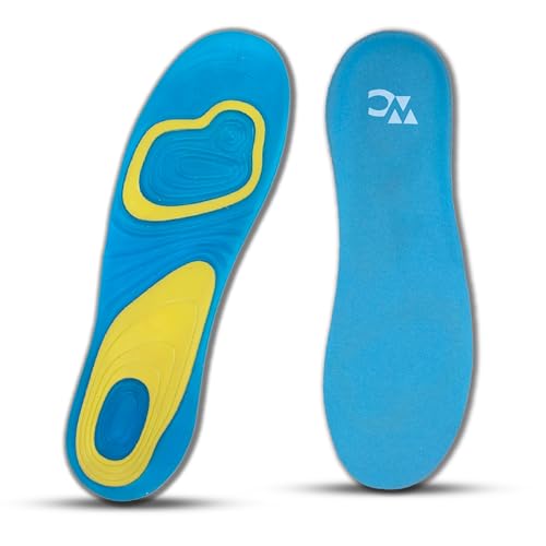 Wonder Care Silicone Gel Shoe Insoles Shoe Inserts All Day Superior Comfort Trim to Fit Insole Orthotics Gel for Arch Support Plantar Fasciitis Flat Feet Cushion Men & Womens Gel Insoles Pair of 1&2