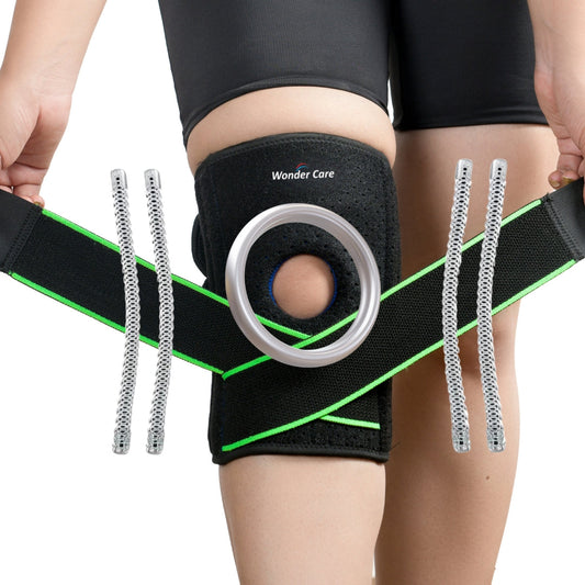 Wonder Care Neoprene Blend Adjustable Knee Support With Anti-Slip Silicon Strip,Breathable Patella Knee Brace Cap For Pain Relief,Sports, Arthritis Protection For Men & Women Free Size