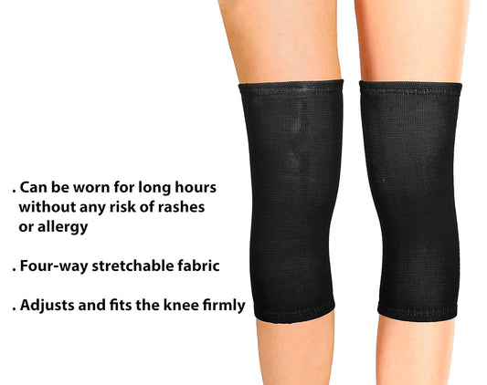 Wonder Care Knee Cap Support for Knee Joint Pain Relief Stretchable Knee Compression Brace Pair for Men & Women Arthritis Relief (Black)
