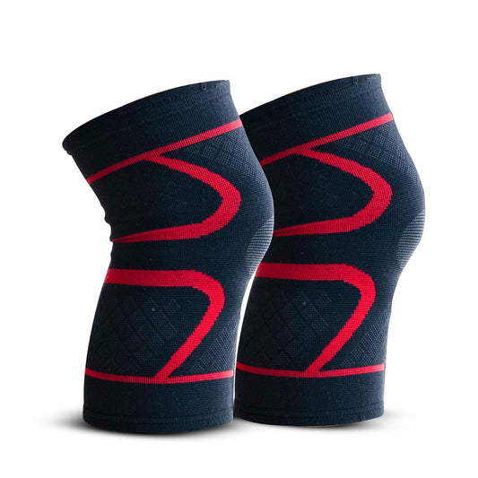 BUY 1 Get 1 FREE Wonder Care Knee Sleeve Knee Brace Compression Knee Sleeve For Men And Women Knee Support Running Knee Sleeve Workout Knee Sleeve Gym Hiking Sports Running Gym [Red-Black, L 1 Pair(2pcs)]