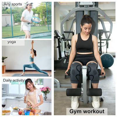 BUY 1 Get 1 FREE Knee Sleeve Knee Brace Compression Knee Sleeve For Men And Women Knee Support Running Knee Sleeve Workout Knee Sleeve Gym Hiking Sports Running Gym [Grey/Black] All Sizes